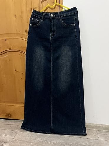 Юбка, Модель юбки: Прямая, Макси, Джинс, По талии