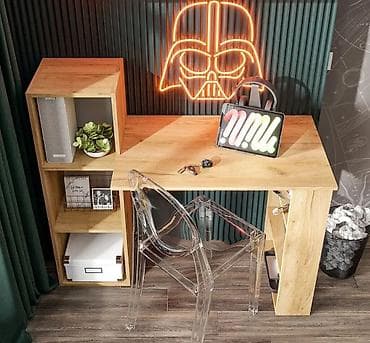 Офис креслолору: Стол с открытыми стеллажами - Компактная угловая компоновка: рабочая — 7