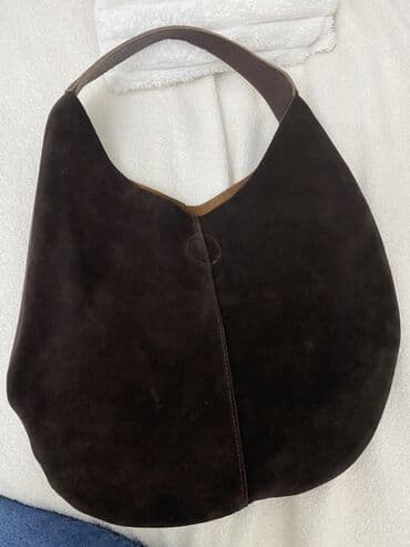 бордовая сумка: Сумка-хобо двусторонняя, коричневая - Материал: одна сторона — гладкая — 1