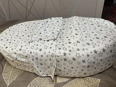 Оюнчуктар: Мягкий ортопедический детский кокон из светлой ткани с серым звездным — 1