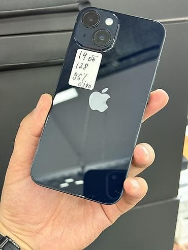 IPhone 14, Б/у, 128 ГБ, Midnight, Защитное стекло, Чехол, 96 %