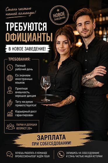 официант ик: Вакансия: официанты в новое заведение Что предлагаем: - Работа в — 1