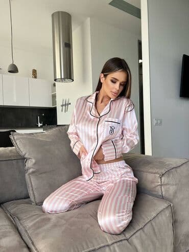 белая ночная сорочка: Пижама, Шелк, Турция, На пуговицах, S, M, L — 5