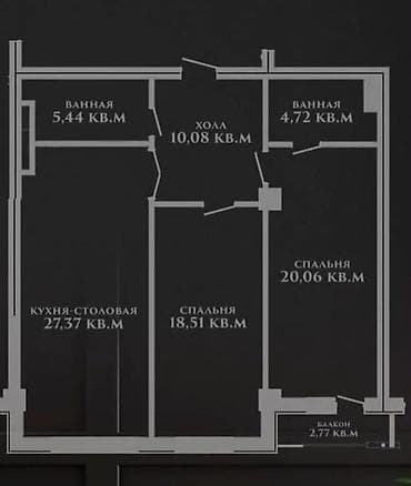Үй куруучулардан жаңы конуштар: 3 бөлмө, 89 м² — 2