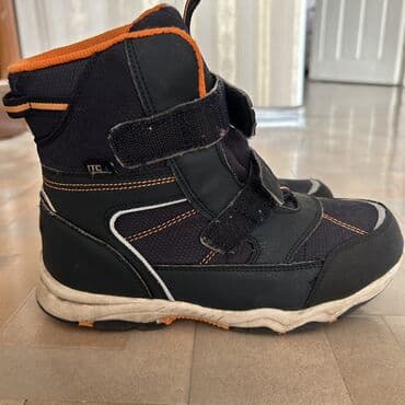 зимняя обувь лора пиано: Детские зимние ботинки-дутики - Цвет: черный с оранжевыми акцентами и — 1