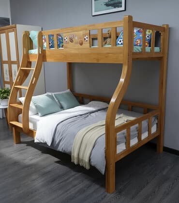 двухъярусные кровати для взрослых деревянные: Двухъярусная деревянная кровать (нижний ярус — широкий) - Материал — 1