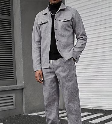 одежда на девочку: Мужской костюм из мягкого меланжевого трикотажа (серый) - Комплект — 2