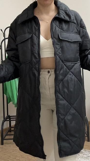 разрез: Стеганая куртка-рубашка женская - Модель прямого кроя, длина до — 1