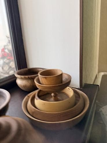 Посуда: Набор деревянной посуды ручной работы - Миски разных диаметров: от — 4