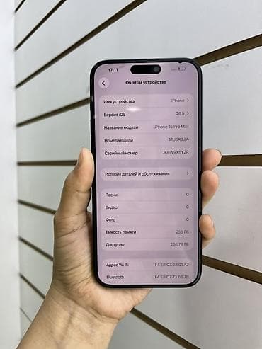 apple studio: IPhone 15 Pro Max, 256 ГБ, цвет синий/Blue (на фото). Характеристики — 2