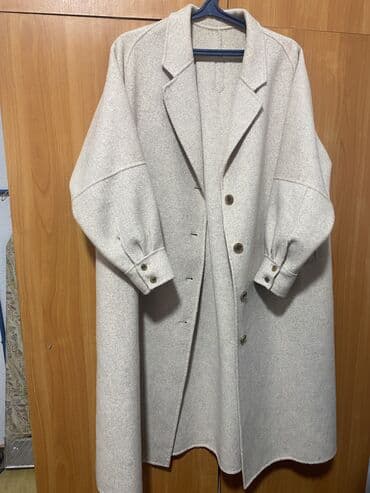 женская кофта: Пальто, Халат, Осень-весна, Длинная модель, Оверсайз, L — 1