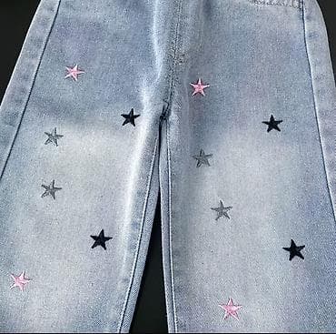 Детская обувь: НОВЫЕ !!!Детские джинсы широкого кроя с вышивкой звезд - Цвет — 3