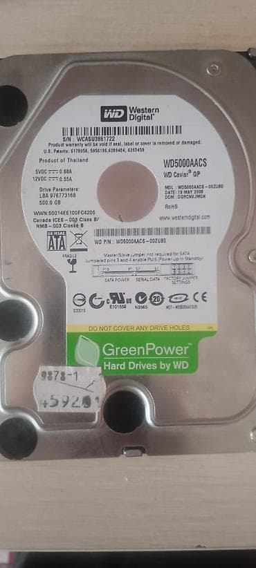 хранилище: Накопитель для ПК, Б/у, Western Digital (WD), HDD, 512 ГБ, 3.5", Для ПК — 1