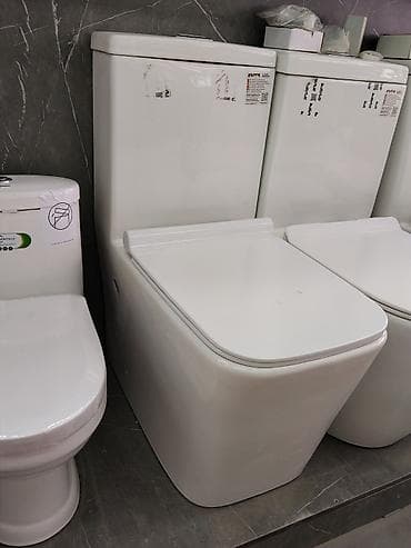Компактный напольный унитаз-комбинированный моноблок с прямоугольным at lalafo.kg Компактный напольный унитаз-комбинированный моноблок с прямоугольным