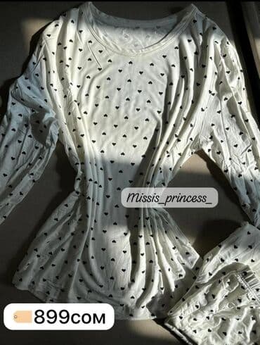 Киреге берилүүчү кийимдер: Домашние комплекты/пижамы Варианты: - Длинный рукав + брюки — 4