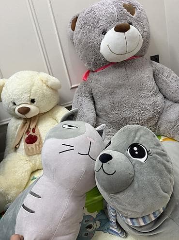 Майрамдык товарлар: Большие мягкие медведи — комплект из двух игрушек. - Цвета: кремовый — 2