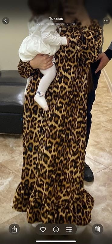 вечернее леопардовое платье: Повседневное платье, Осень-весна, Длинная модель, S — 2