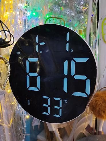 Круглые настенные/настольные цифровые часы с большим LED‑дисплеем