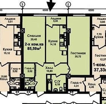 кывартира: 2 комнаты, 86 м², Элитка, 12 этаж, Готовая ПСО (под самоотделку) — 2