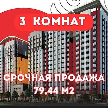 Недвижимость: 3 комнаты, 79 м², Элитка, 14 этаж, Готовая ПСО (под самоотделку) — 1