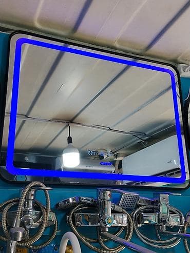 морнинг зеркало: Зеркало с LED‑подсветкой и часами - Прямоугольное настенное зеркало с — 1