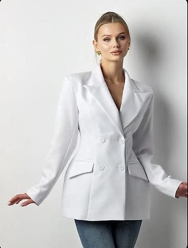 юб: Пиджак, Атлас, Двубортная модель, Made in KG, S, M, Все размеры — 1