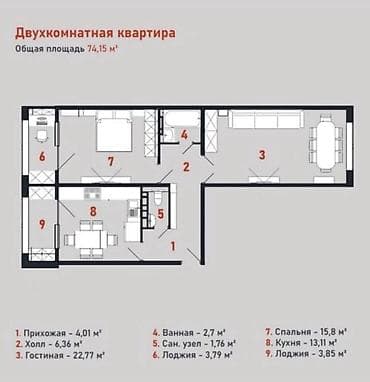 парикмахеры аренда: 2 комнаты, 74 м², 108 серия, 5 этаж, Готовая ПСО (под самоотделку) — 3