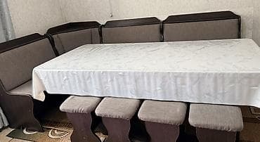 Кухонный мягкий уголок, Б/у, Дерево, цвет - Серый — 3