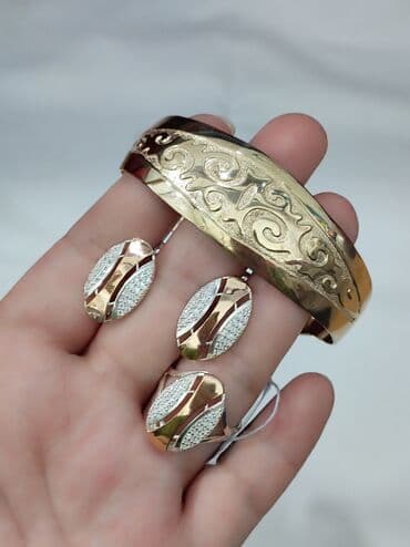 украшение шампанского для свадьбы: Серебряный Набор + Билерик Серебро напыление золото 925 пробы — 2