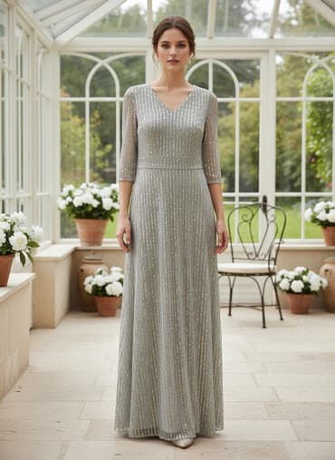 платье с пайетками большого размера: Вечернее платье, Классическое, Длинная модель, С рукавами, С пайетками, L — 1