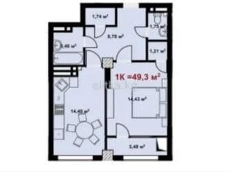 аренда квартир бишкек от собственника: 1 комната, 50 м², Индивидуалка, 8 этаж, ПСО (под самоотделку) — 1