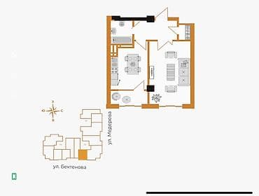 1 комната, 50 м², Юнусалиева/Суванбердиева Элитка, 14 этаж, ПСО (под самоотделку) — 5