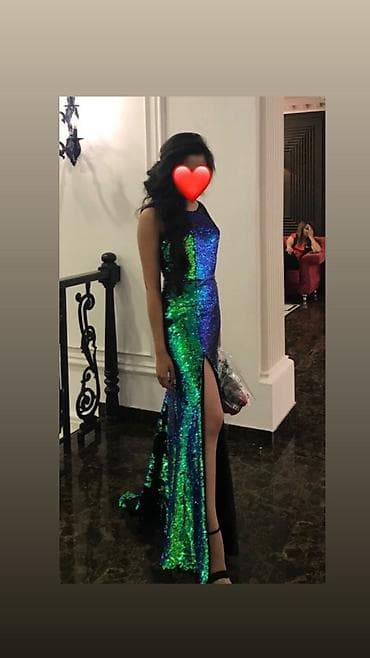 Вечернее платье, Русалка, Длинная модель, Без рукавов, С пайетками, S, M — 1