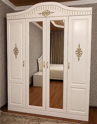 Кийим үчүн комоддор: Уктоочу бөлмө гарнитуру, Колдонулган, Эки кишилик керебет, Шкаф, Комод, Орусия, МДФ, Өзү алып кетүү, түсү - Ак — 2