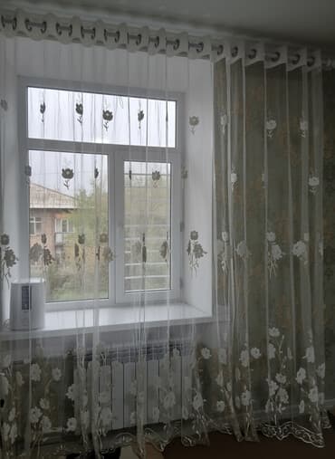 прозрачные стаканы: Тюль на люверсах с цветочной вышивкой - Прозрачная тюль цвета — 1