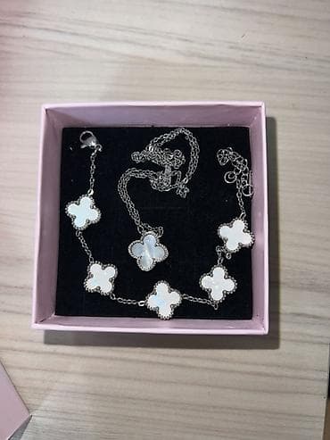 Комплект украшений с подвесками «четырёхлистник» - Состав: тонкая