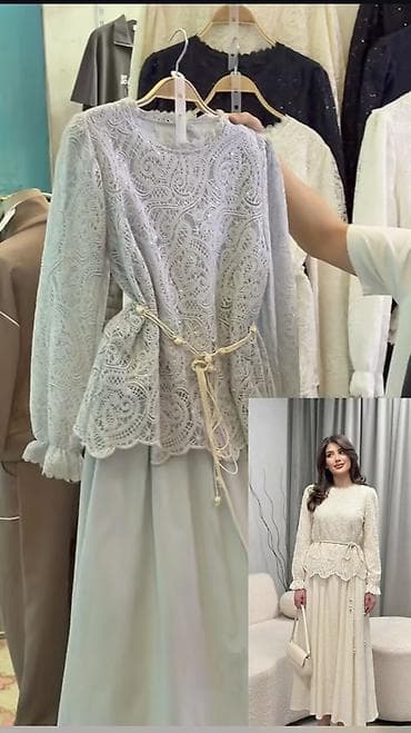 кол саат: Кече көйнөгү, А-силуэт, Узун модель, Зыгыр, Жеңдери менен, Пайеткалары менен, L — 1