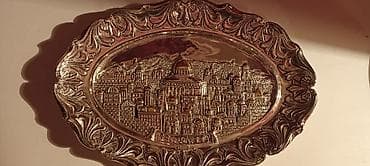Винтажное настенное блюдо «Jerusalem» с серебряным покрытием