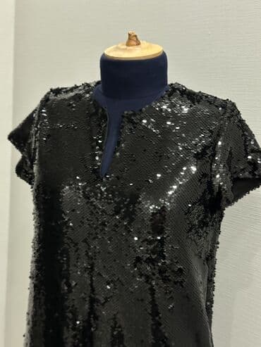платье с пайетками большого размера: Вечернее платье, Коктейльное, С рукавами, С пайетками, L — 5