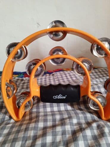 сколько стоит барабан: Двойной тамбурин Alice с черной ручкой. Инструмент оранжевого цвета с — 3