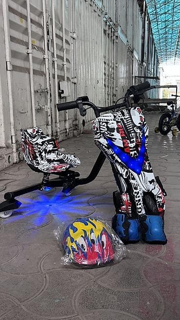 magic stick: Детский электрический дрифт‑трайк с подсветкой + комплект защиты - — 2