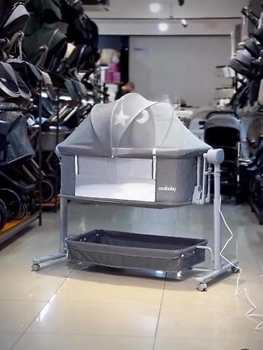 foldable table: Детская приставная кроватка, С колесиками, цвет - Серый — 1