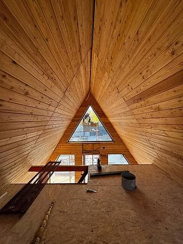 драгоценный камень: A-frame дом с панорамным остеклением. Строим А Фрейм | Барнхаус | — 10