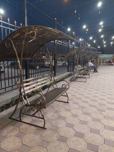 дождевик оптом: Скамейка Металл, Со спинкой, С крышей — 1