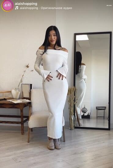 спортивный вещи: Повседневное платье, Осень-весна, Длинная модель, Прямое, M — 6