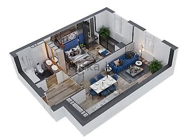 pro group: 2 комнаты, 45 м², АЮ Гранд Элитка, 3 этаж, ПСО (под самоотделку) — 3
