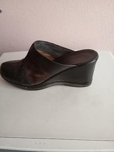 Женские сабо/мюли на танкетке. - Цвет: темно-коричневый - Материалы