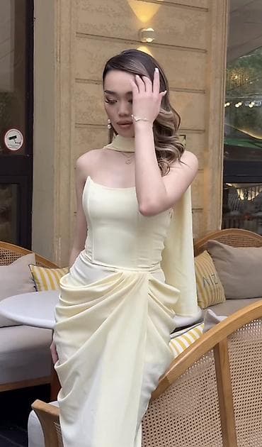 Вечернее платье, Коктейльное, Длинная модель, Без рукавов, Шлейф, S, M — 2