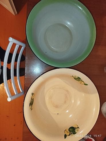 круглый: Эмалированные тазы, набор из 2 шт. - Материал: сталь с эмалевым — 3