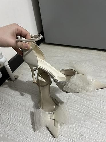 Айымдардын бут кийими: Туфли-лодочки на шпильке с декором - Цвет: молочный/айвори - Форма — 1